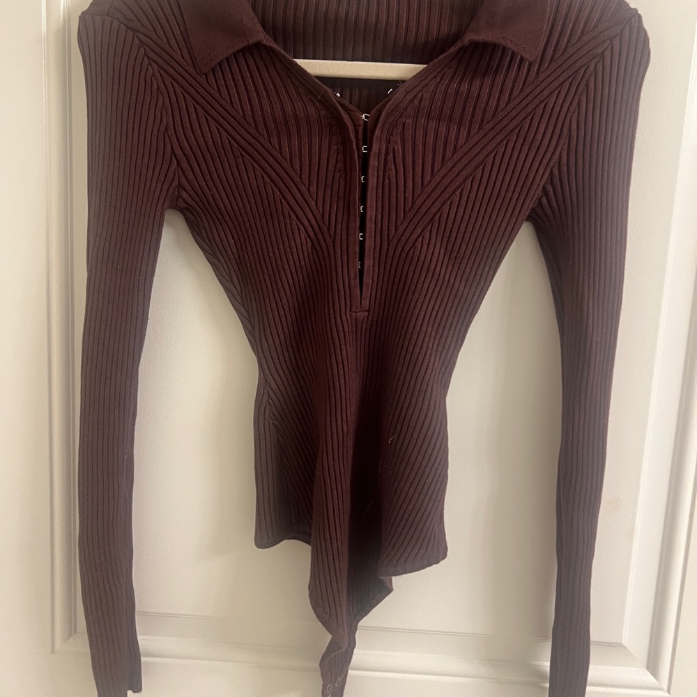 Abercrombie and Fitch Ribbed Brown Women's bodysuit